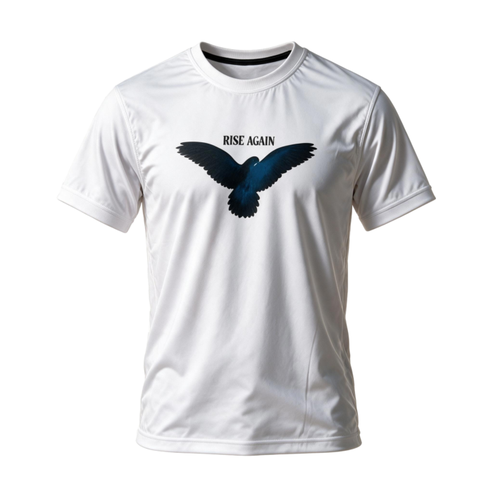 Men's White Rise Again Eagle Graphic Print Polyester T-Shirt